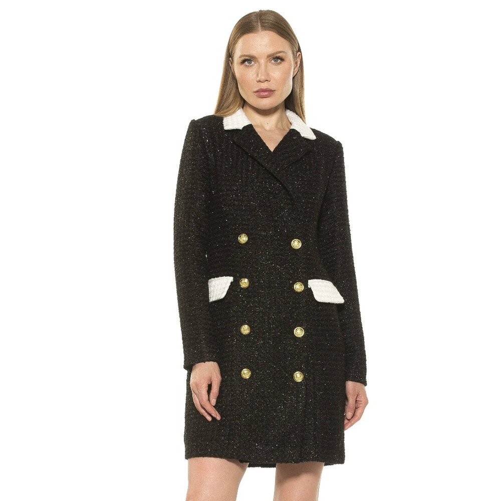 ALEXIA ADMOR Diana Tweed Blazer Mini Dress Pearl Button 4 6 8 10 NWT S M L